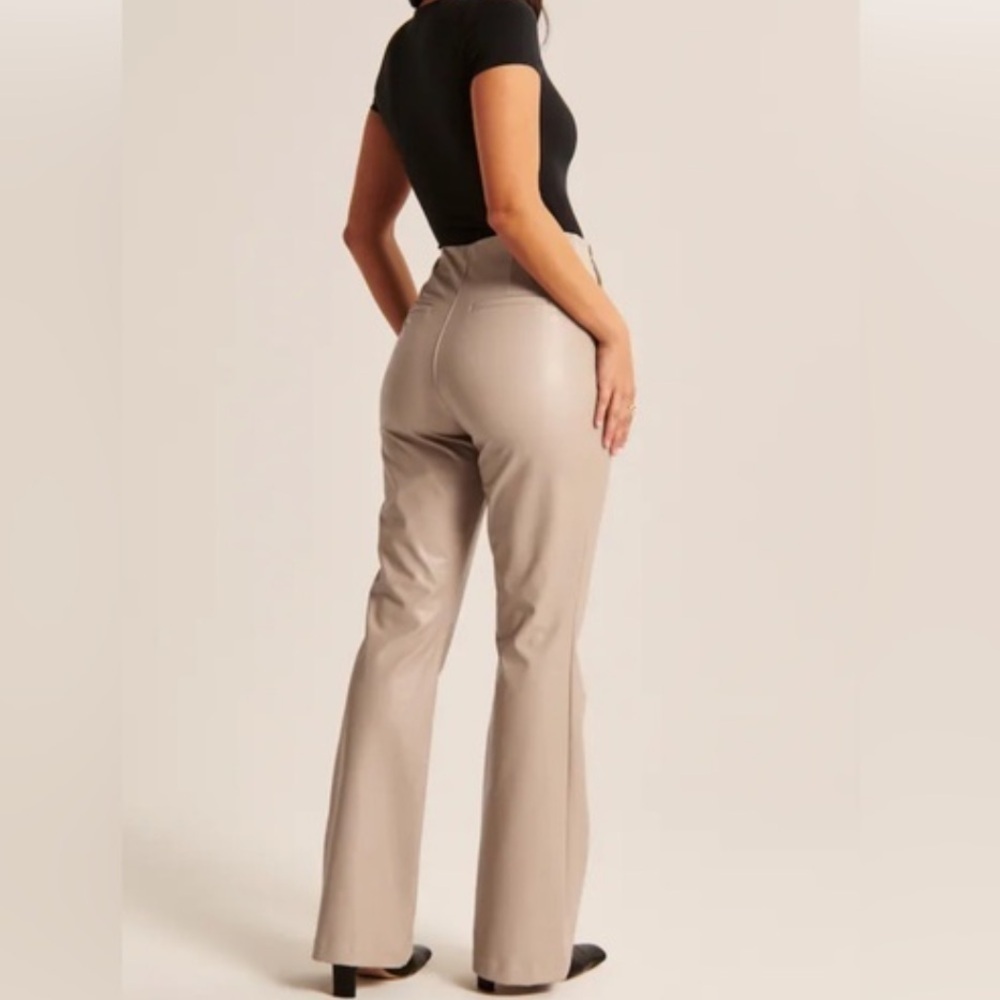Abercrombie & Fitch Curve Love Vegan Leather Slim Flare Pant